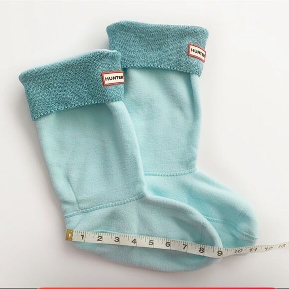 HUNTER XL Teal Sparkling Metallic Knit Fleece Fold-over Boot Lining Socks - Picture 3 of 7